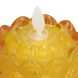 LED Flower Lamp Imitation Glass Yellow Light Electronic Candle Lotus Flower Decor for Home OfficeYellow
