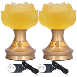 2Set LED Lotus Buddha Lamp Imitated Colored Glaze Prayer Light Home Meditation Buddhist SuppliesAU Plug 100‑240V