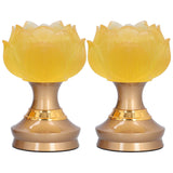 2Set LED Lotus Buddha Lamp Imitated Colored Glaze Prayer Light Home Meditation Buddhist SuppliesAU Plug 100‑240V - Front View