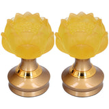 2Set LED Lotus Buddha Lamp Imitated Colored Glaze Prayer Light Home Meditation Buddhist SuppliesAU Plug 100‑240V