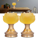 2Set LED Lotus Buddha Lamp Imitated Colored Glaze Prayer Light Home Meditation Buddhist SuppliesAU Plug 100‑240V