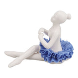 Ballerina Statue Beautiful Relaxed Mood Delicate Ceramic Ballet Dancer Figurine with Blue Dress for Home Tabletop Decoration - 45-Degree Angle