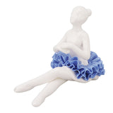 Ballerina Statue Beautiful Relaxed Mood Delicate Ceramic Ballet Dancer Figurine with Blue Dress for Home Tabletop Decoration