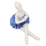 Ballerina Statue Beautiful Relaxed Mood Delicate Ceramic Ballet Dancer Figurine with Blue Dress for Home Tabletop Decoration