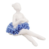 Ballerina Statue Beautiful Relaxed Mood Delicate Ceramic Ballet Dancer Figurine with Blue Dress for Home Tabletop Decoration