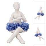 Ballerina Statue Beautiful Relaxed Mood Delicate Ceramic Ballet Dancer Figurine with Blue Dress for Home Tabletop Decoration