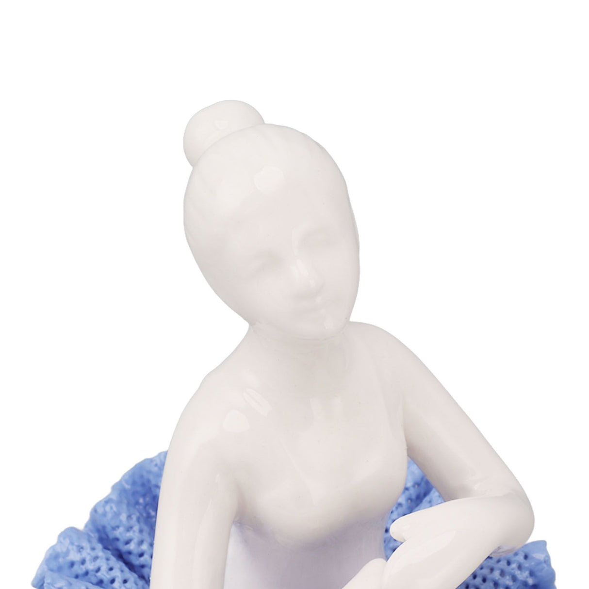 Ballerina Statue Beautiful Relaxed Mood Delicate Ceramic Ballet Dancer Figurine with Blue Dress for Home Tabletop Decoration