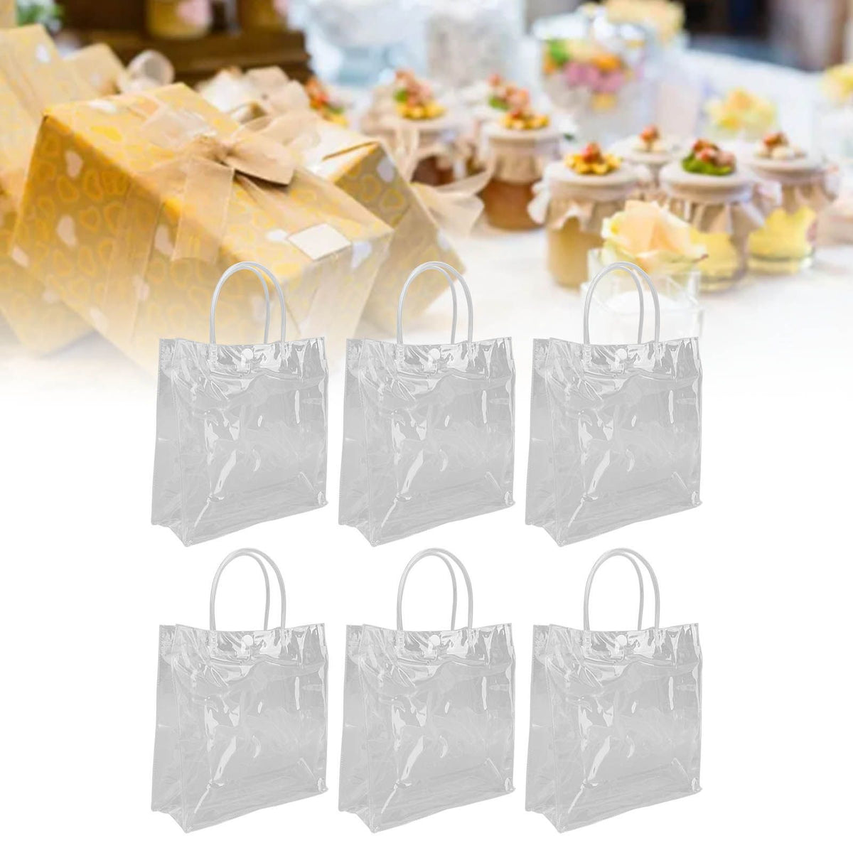 20pcs Transparent Gift Bags Large Capacity Simple Multifunctional 20cmx20cmx8cm PVC Goodie Wrap Bags for Flower Candy