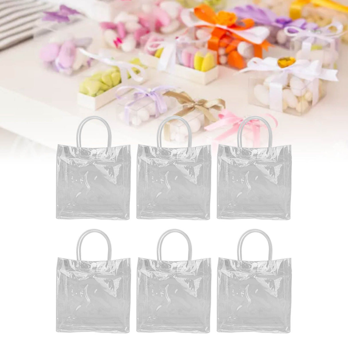 20pcs Transparent Gift Bags Large Capacity Simple Multifunctional 20cmx20cmx8cm PVC Goodie Wrap Bags for Flower Candy