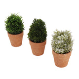 3PCS Artificial Potted Plants Set Plastic Indoor Small Fake Greenery Potted Plants for Home Bathroom Living Room Bedroom Office Desk Bookshelf Decor - Front View