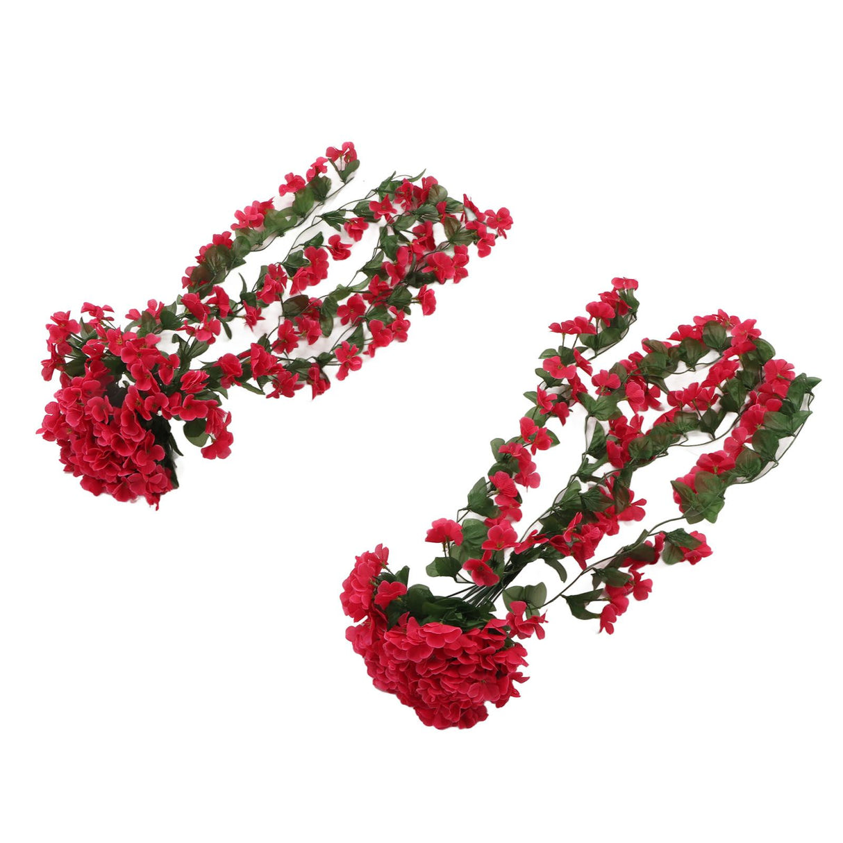 2PCS Artificial Violet Hanging Flowers Simulation Plastic Fake Plants for Decoration Garden Patio Wedding Porch Outdoor Rose Red