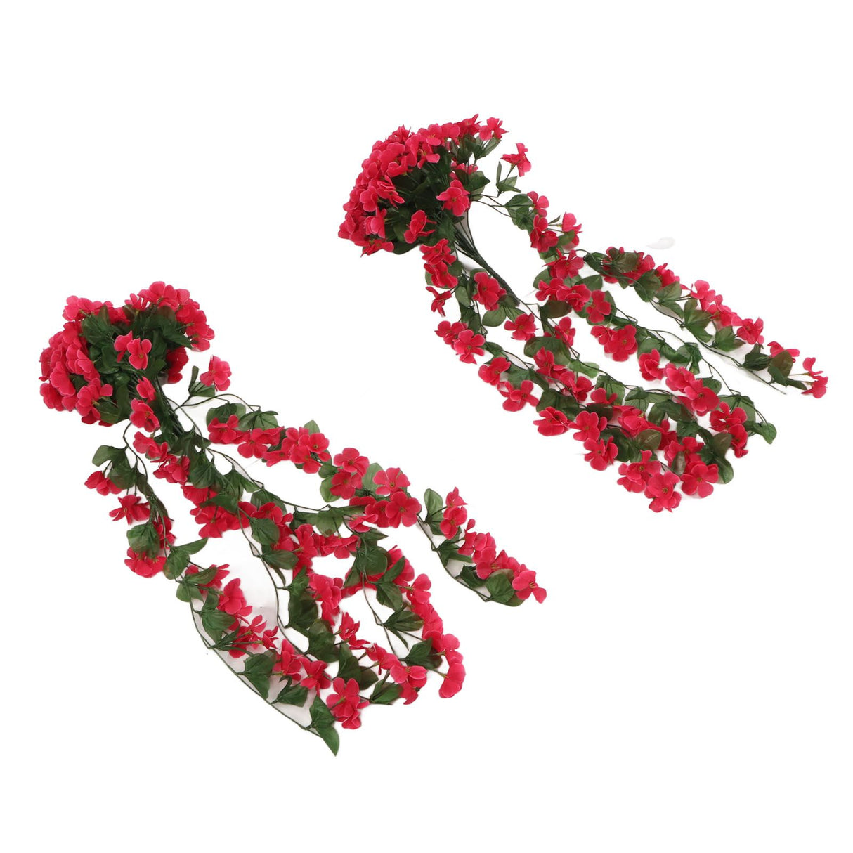 2PCS Artificial Violet Hanging Flowers Simulation Plastic Fake Plants for Decoration Garden Patio Wedding Porch Outdoor Rose Red
