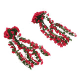 2PCS Artificial Violet Hanging Flowers Simulation Plastic Fake Plants for Decoration Garden Patio Wedding Porch Outdoor Rose Red