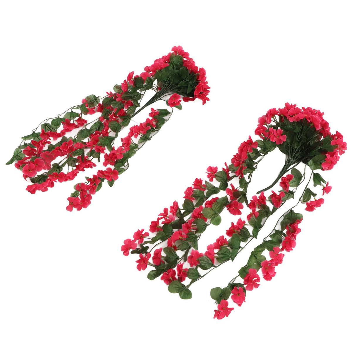 2PCS Artificial Violet Hanging Flowers Simulation Plastic Fake Plants for Decoration Garden Patio Wedding Porch Outdoor Rose Red