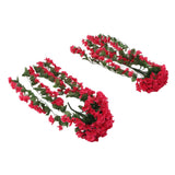 2PCS Artificial Violet Hanging Flowers Simulation Plastic Fake Plants for Decoration Garden Patio Wedding Porch Outdoor Rose Red - 45-Degree Angle