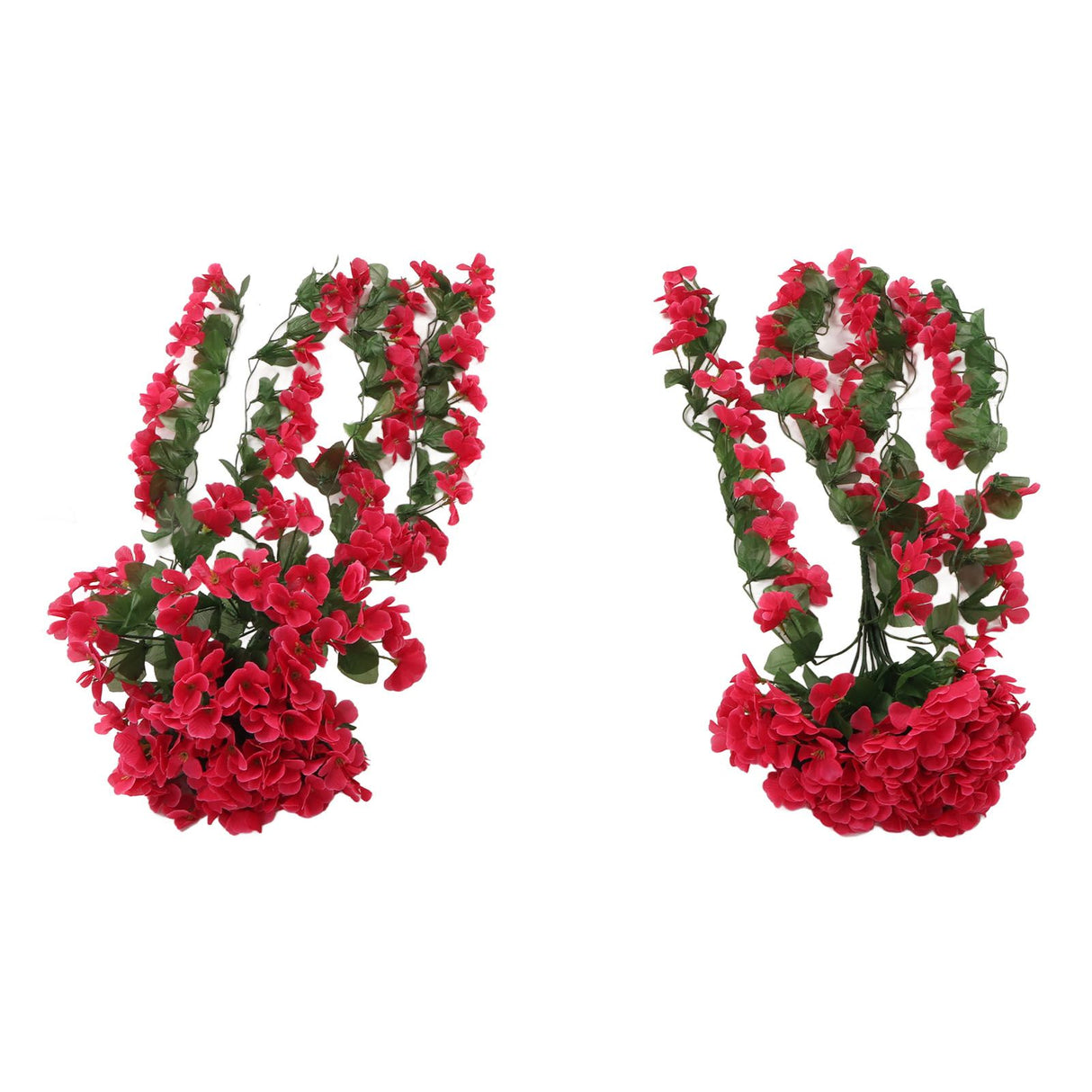 2PCS Artificial Violet Hanging Flowers Simulation Plastic Fake Plants for Decoration Garden Patio Wedding Porch Outdoor Rose Red