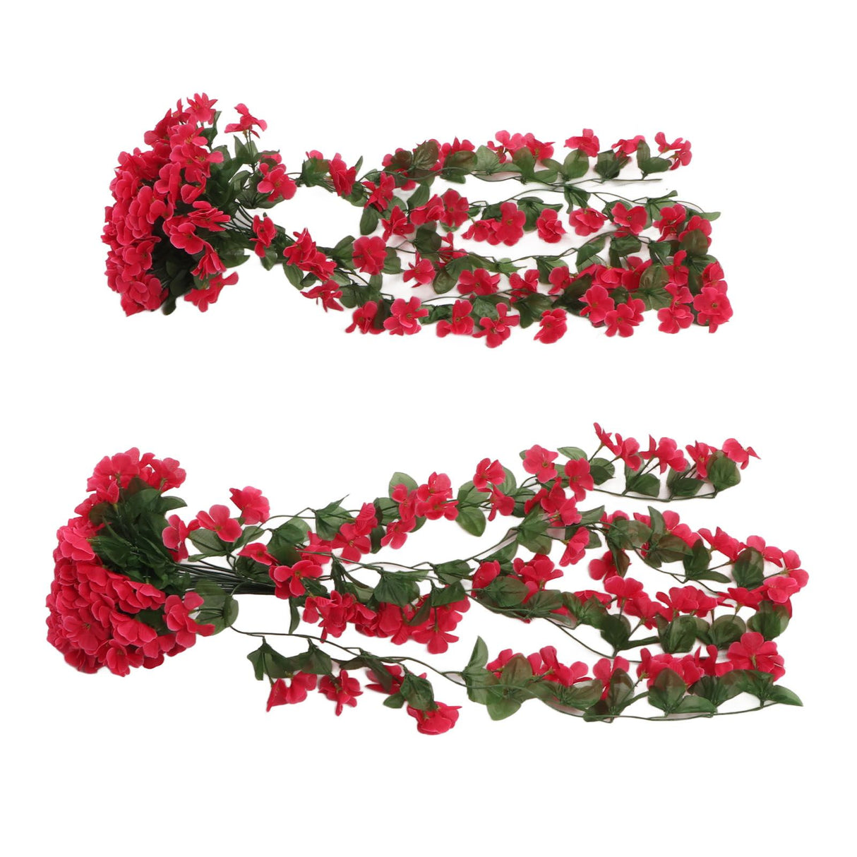 2PCS Artificial Violet Hanging Flowers Simulation Plastic Fake Plants for Decoration Garden Patio Wedding Porch Outdoor Rose Red