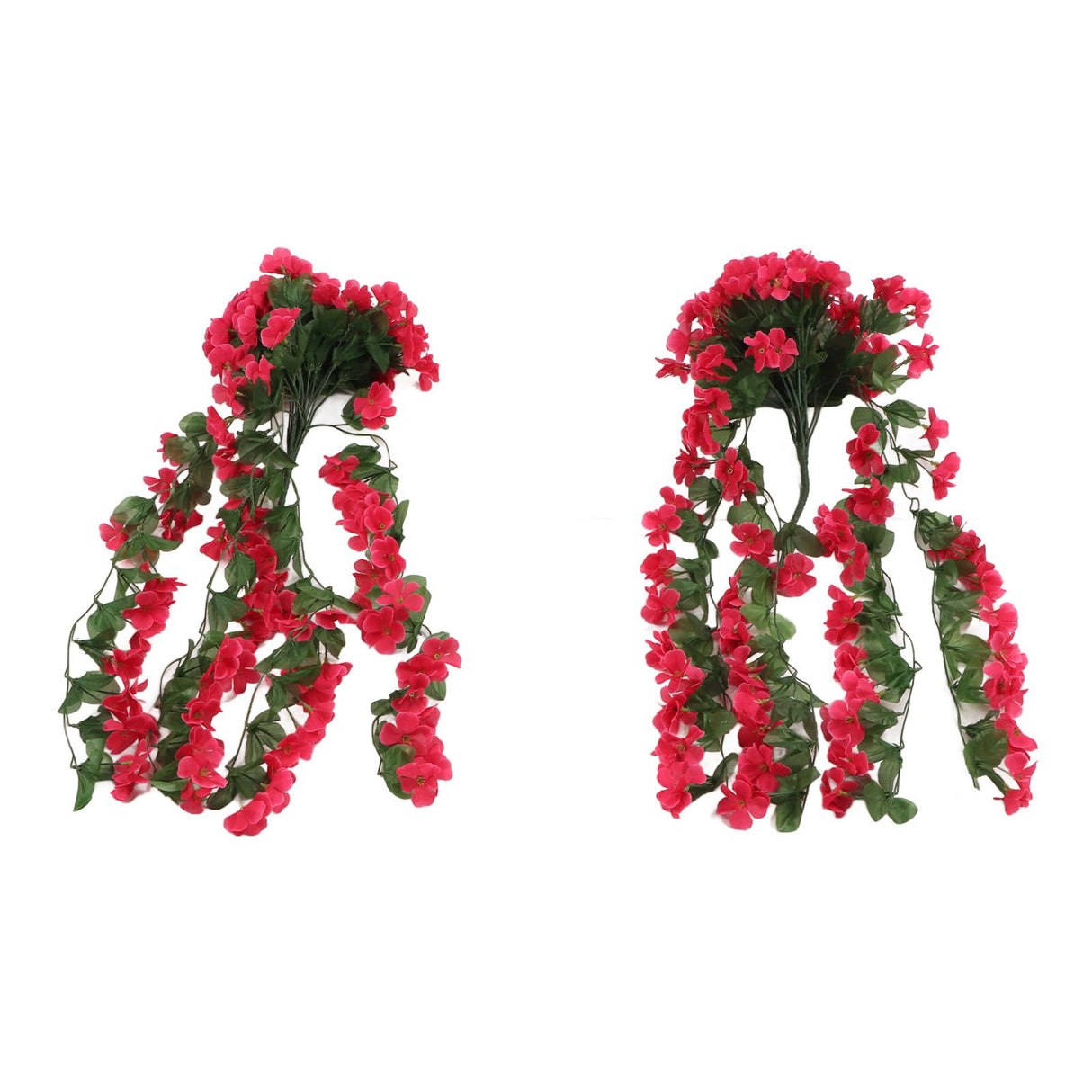 2PCS Artificial Violet Hanging Flowers Simulation Plastic Fake Plants for Decoration Garden Patio Wedding Porch Outdoor Rose Red