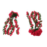 2PCS Artificial Violet Hanging Flowers Simulation Plastic Fake Plants for Decoration Garden Patio Wedding Porch Outdoor Rose Red