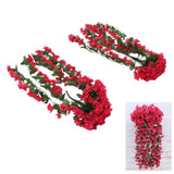 2PCS Artificial Violet Hanging Flowers Simulation Plastic Fake Plants for Decoration Garden Patio Wedding Porch Outdoor Rose Red - Extra Image