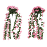 2PCS Artificial Violet Hanging Flowers Simulation Plastic Fake Plants for Decoration Garden Patio Wedding Porch Outdoor Pink