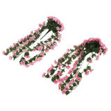 2PCS Artificial Violet Hanging Flowers Simulation Plastic Fake Plants for Decoration Garden Patio Wedding Porch Outdoor Pink - Front View