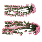 2PCS Artificial Violet Hanging Flowers Simulation Plastic Fake Plants for Decoration Garden Patio Wedding Porch Outdoor Pink - Rear View
