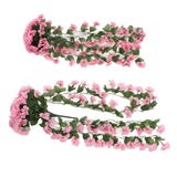 2PCS Artificial Violet Hanging Flowers Simulation Plastic Fake Plants for Decoration Garden Patio Wedding Porch Outdoor Pink