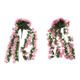 2PCS Artificial Violet Hanging Flowers Simulation Plastic Fake Plants for Decoration Garden Patio Wedding Porch Outdoor Pink - Extra Image