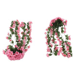 2PCS Artificial Violet Hanging Flowers Simulation Plastic Fake Plants for Decoration Garden Patio Wedding Porch Outdoor Pink - Extra Image