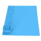 Silicone Painting Mat with Cup DIY Cultivate Artistic Talent Easy To Wipe Silicone Art Mat for Boys Girls Art Supplies Blue - Front View