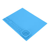 Silicone Painting Mat with Cup DIY Cultivate Artistic Talent Easy To Wipe Silicone Art Mat for Boys Girls Art Supplies Blue - Side View