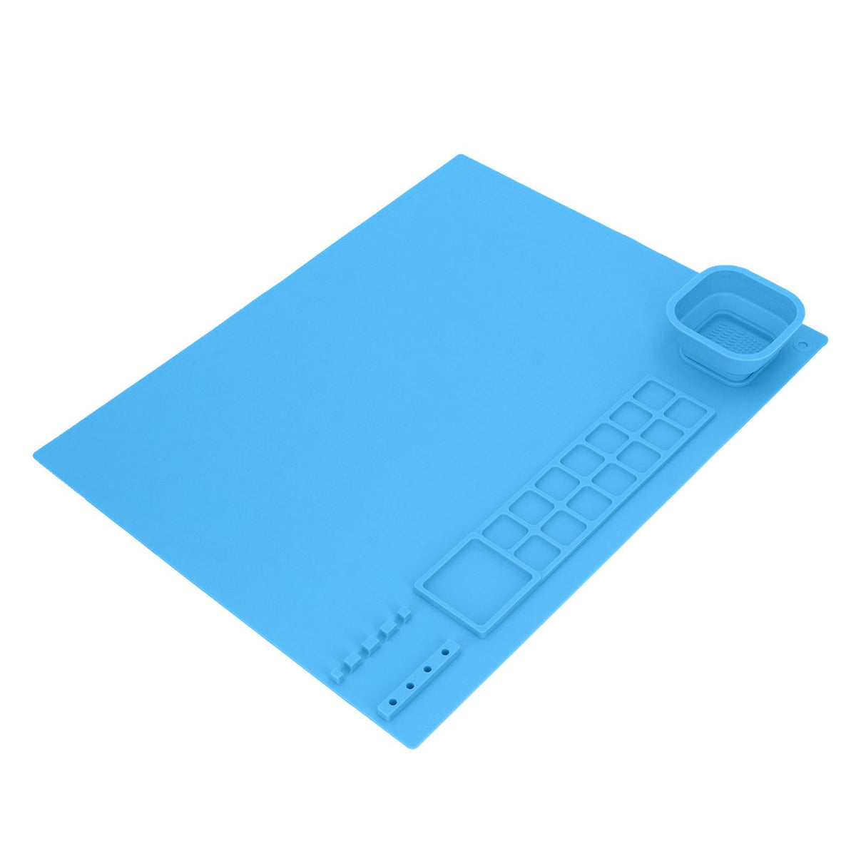 Silicone Painting Mat with Cup DIY Cultivate Artistic Talent Easy To Wipe Silicone Art Mat for Boys Girls Art Supplies Blue