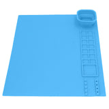 Silicone Painting Mat with Cup DIY Cultivate Artistic Talent Easy To Wipe Silicone Art Mat for Boys Girls Art Supplies Blue - Rear View
