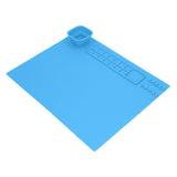 Silicone Painting Mat with Cup DIY Cultivate Artistic Talent Easy To Wipe Silicone Art Mat for Boys Girls Art Supplies Blue