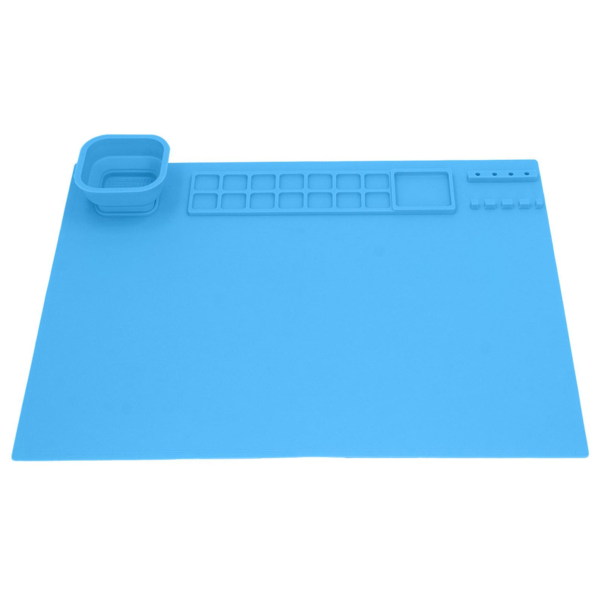 Silicone Painting Mat with Cup DIY Cultivate Artistic Talent Easy To Wipe Silicone Art Mat for Boys Girls Art Supplies Blue