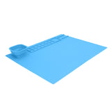 Silicone Painting Mat with Cup DIY Cultivate Artistic Talent Easy To Wipe Silicone Art Mat for Boys Girls Art Supplies Blue - Extra Image