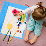 Silicone Painting Mat with Cup DIY Cultivate Artistic Talent Easy To Wipe Silicone Art Mat for Boys Girls Art Supplies Blue - Extra Image