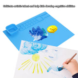 Silicone Painting Mat with Cup DIY Cultivate Artistic Talent Easy To Wipe Silicone Art Mat for Boys Girls Art Supplies Blue