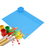 Silicone Painting Mat with Cup DIY Cultivate Artistic Talent Easy To Wipe Silicone Art Mat for Boys Girls Art Supplies Blue