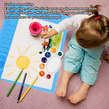 Silicone Painting Mat with Cup DIY Cultivate Artistic Talent Easy To Wipe Silicone Art Mat for Boys Girls Art Supplies Blue - Extra Image