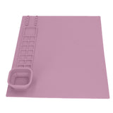 Silicone Painting Mat with Cup DIY Cultivate Artistic Talent Easy To Wipe Silicone Art Mat for Boys Girls Art Supplies Pink - Front View