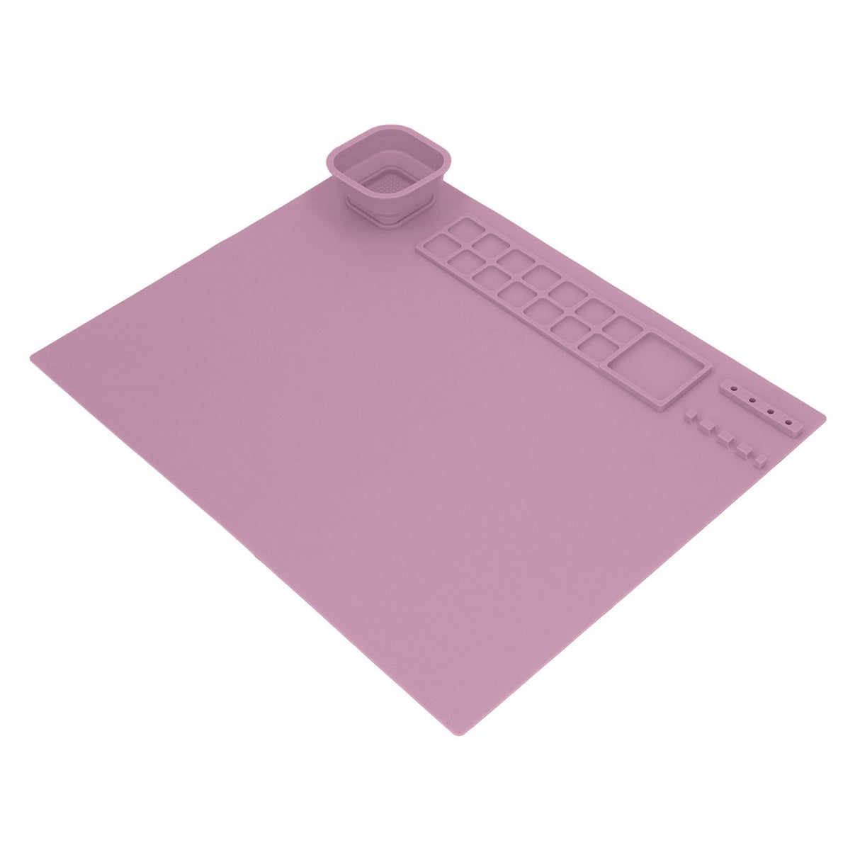 Silicone Painting Mat with Cup DIY Cultivate Artistic Talent Easy To Wipe Silicone Art Mat for Boys Girls Art Supplies Pink