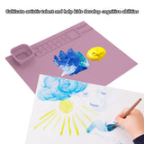 Silicone Painting Mat with Cup DIY Cultivate Artistic Talent Easy To Wipe Silicone Art Mat for Boys Girls Art Supplies Pink