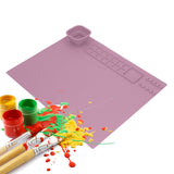 Silicone Painting Mat with Cup DIY Cultivate Artistic Talent Easy To Wipe Silicone Art Mat for Boys Girls Art Supplies Pink