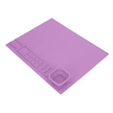 Silicone Painting Mat with Cup DIY Cultivate Artistic Talent Easy To Wipe Silicone Art Mat for Boys Girls Art Supplies Purple - Side View