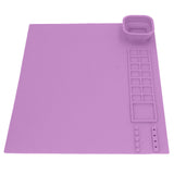 Silicone Painting Mat with Cup DIY Cultivate Artistic Talent Easy To Wipe Silicone Art Mat for Boys Girls Art Supplies Purple - Rear View