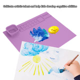 Silicone Painting Mat with Cup DIY Cultivate Artistic Talent Easy To Wipe Silicone Art Mat for Boys Girls Art Supplies Purple