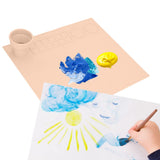 Silicone Painting Mat Prevent Slip Thick Large Kids Craft Art Mat with Cup for Doodling DIY Orange