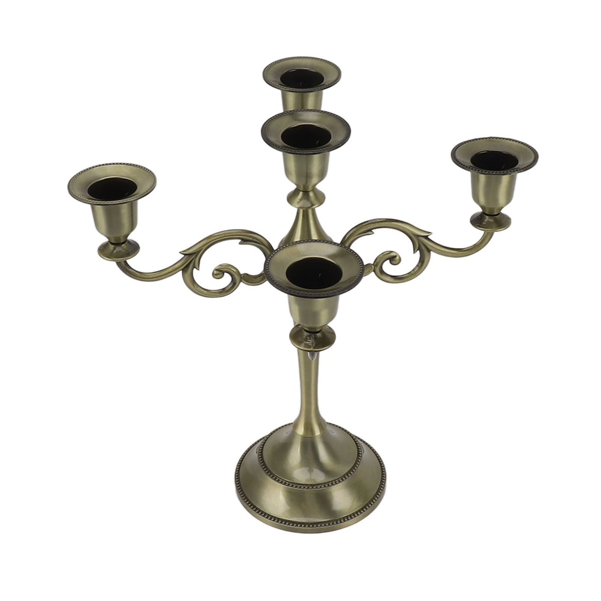 5 Arm Candlestick Holder Iron Retro Decorative Candle Holder Centerpiece for Home Church Cyan
